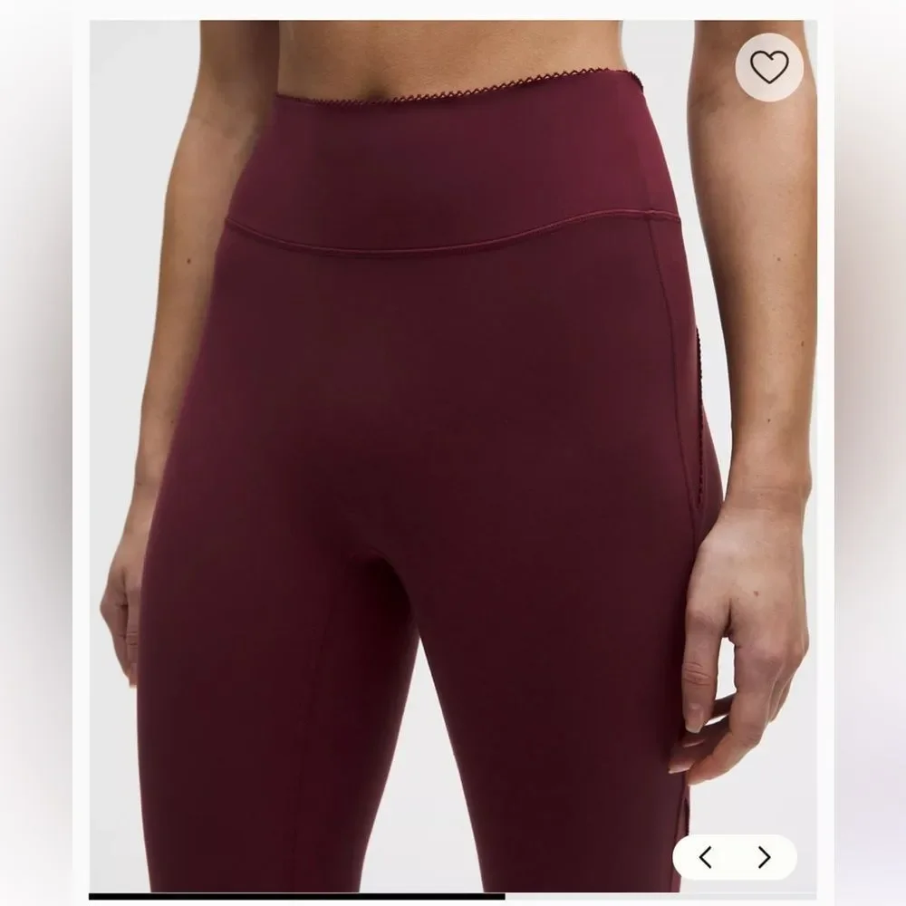 NWT 6 LULULEMON Groove No Line HR Flare Pant Burgundy Bay Heart Cutout 32.5”